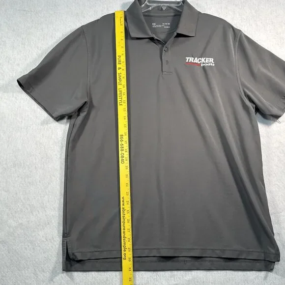 Under Armour Bass Pro Shop Polo Shirt Men's XL Heatgear Loose Tracker Boats Gray - Picture 7 of 9